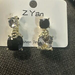 Fashion black and CZ Earrings